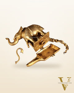 Brass Unique Hanging Elephant Lamp with Trunk Up