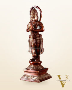 Brass Unique Hanuman Ji in Anjali Mudra Statue - 7" Tall double chola tone