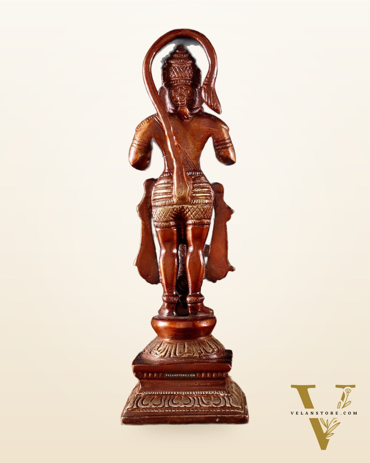 Brass Unique Hanuman Ji in Anjali Mudra Statue - 7" Tall double chola tone