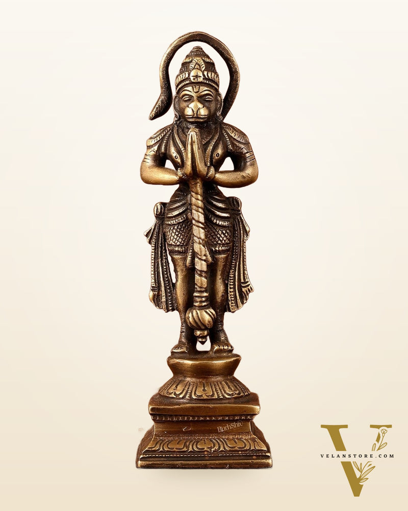 Brass Unique Hanuman Ji in Anjali Mudra Statue - 7" Tall
