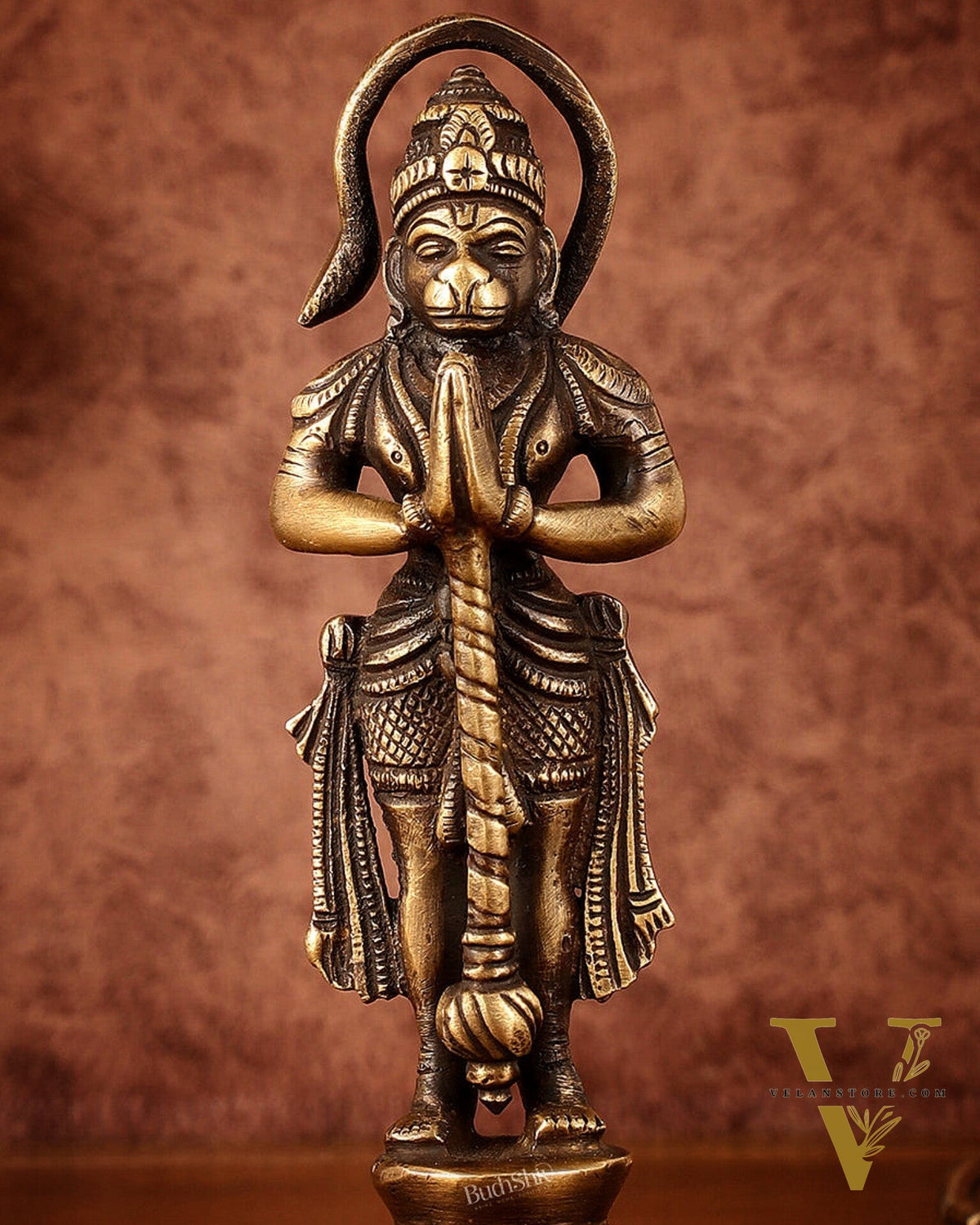Brass Unique Hanuman Ji in Anjali Mudra Statue - 7" Tall
