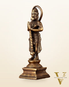 Brass Unique Hanuman Ji in Anjali Mudra Statue - 7" Tall