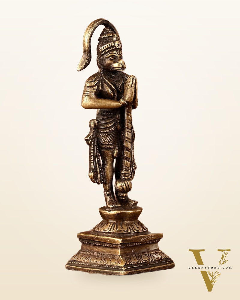 Brass Unique Hanuman Ji in Anjali Mudra Statue - 7" Tall
