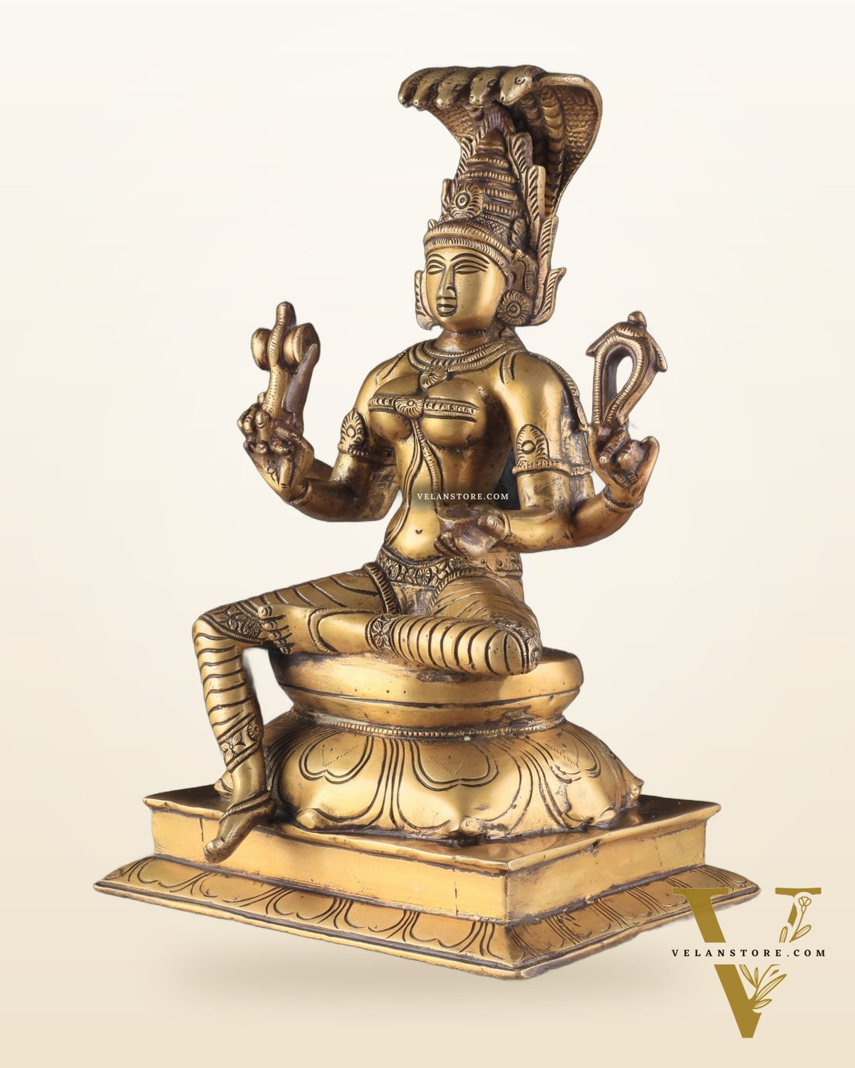 Brass Unique Mariamman Idol – Divine Goddess Statue (12 Inches)