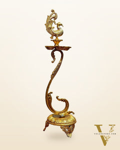 Brass unique peacock oil lamp vilakku 27 inch