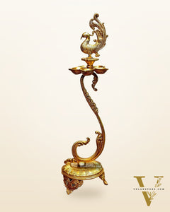 Brass unique peacock oil lamp vilakku 27 inch