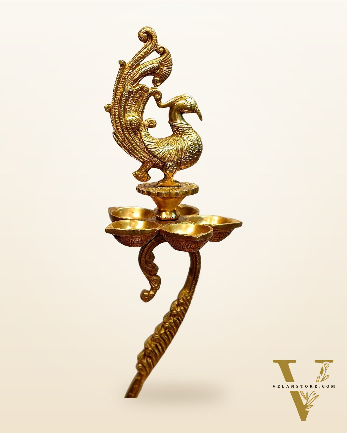 Brass unique peacock oil lamp vilakku 27 inch