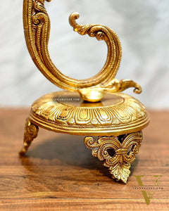 Brass unique peacock oil lamp vilakku 27 inch