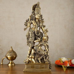 Brass Unique Radha Krishna Idol with Superfine Carvings | 23" |
