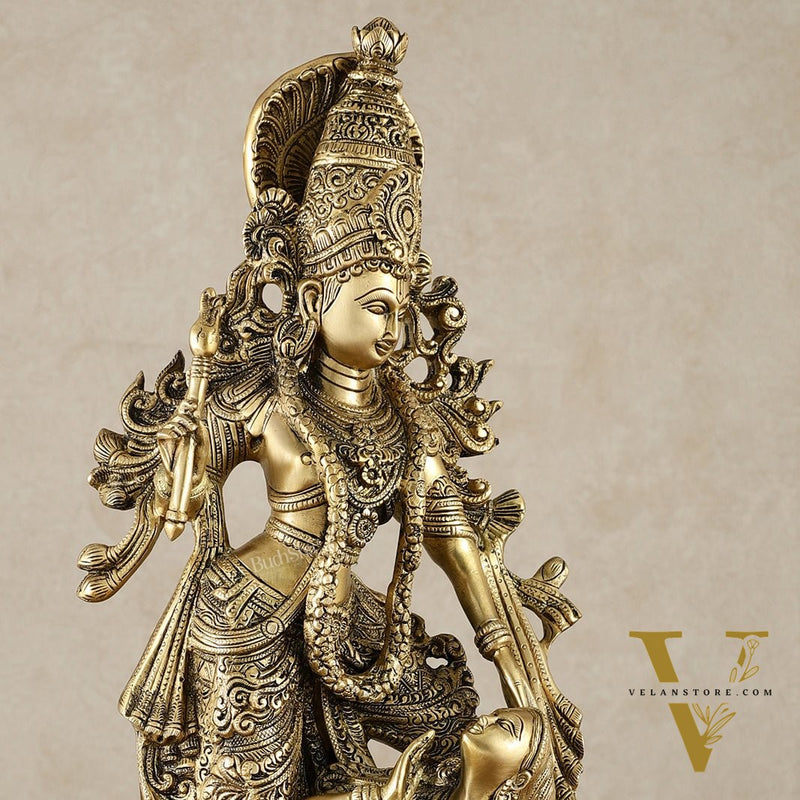 Brass Unique Radha Krishna Idol with Superfine Carvings | 23" |