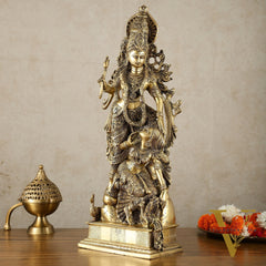 Brass Unique Radha Krishna Idol with Superfine Carvings | 23" |