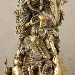 Brass Unique Radha Krishna Idol with Superfine Carvings | 23" |
