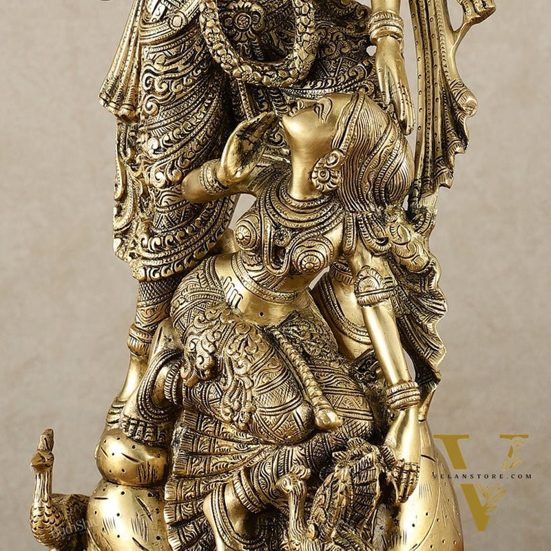 Brass Unique Radha Krishna Idol with Superfine Carvings | 23" |