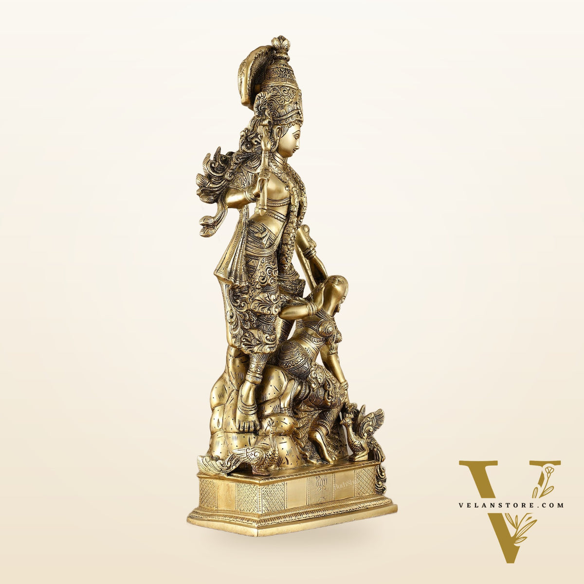 Brass Unique Radha Krishna Idol with Superfine Carvings | 23" |