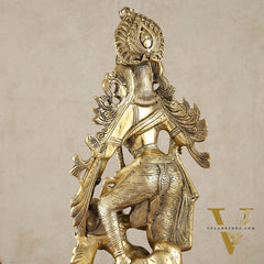 Brass Unique Radha Krishna Idol with Superfine Carvings | 23" |