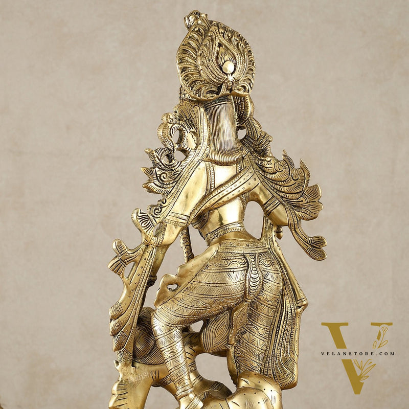 Brass Unique Radha Krishna Idol with Superfine Carvings | 23" |