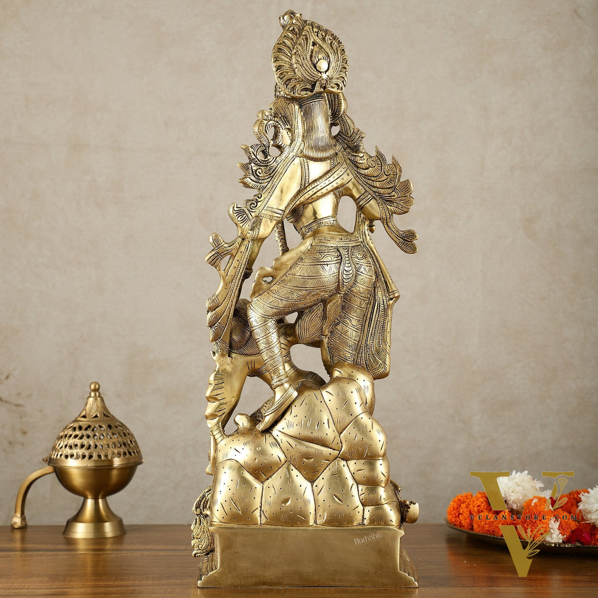 Brass Unique Radha Krishna Idol with Superfine Carvings | 23" |