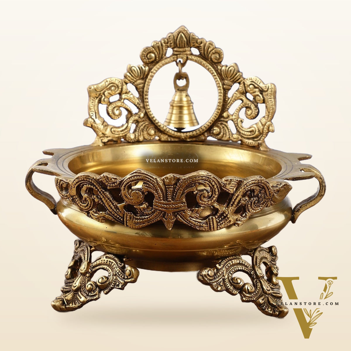 Brass Urli with bell 9.5 inch