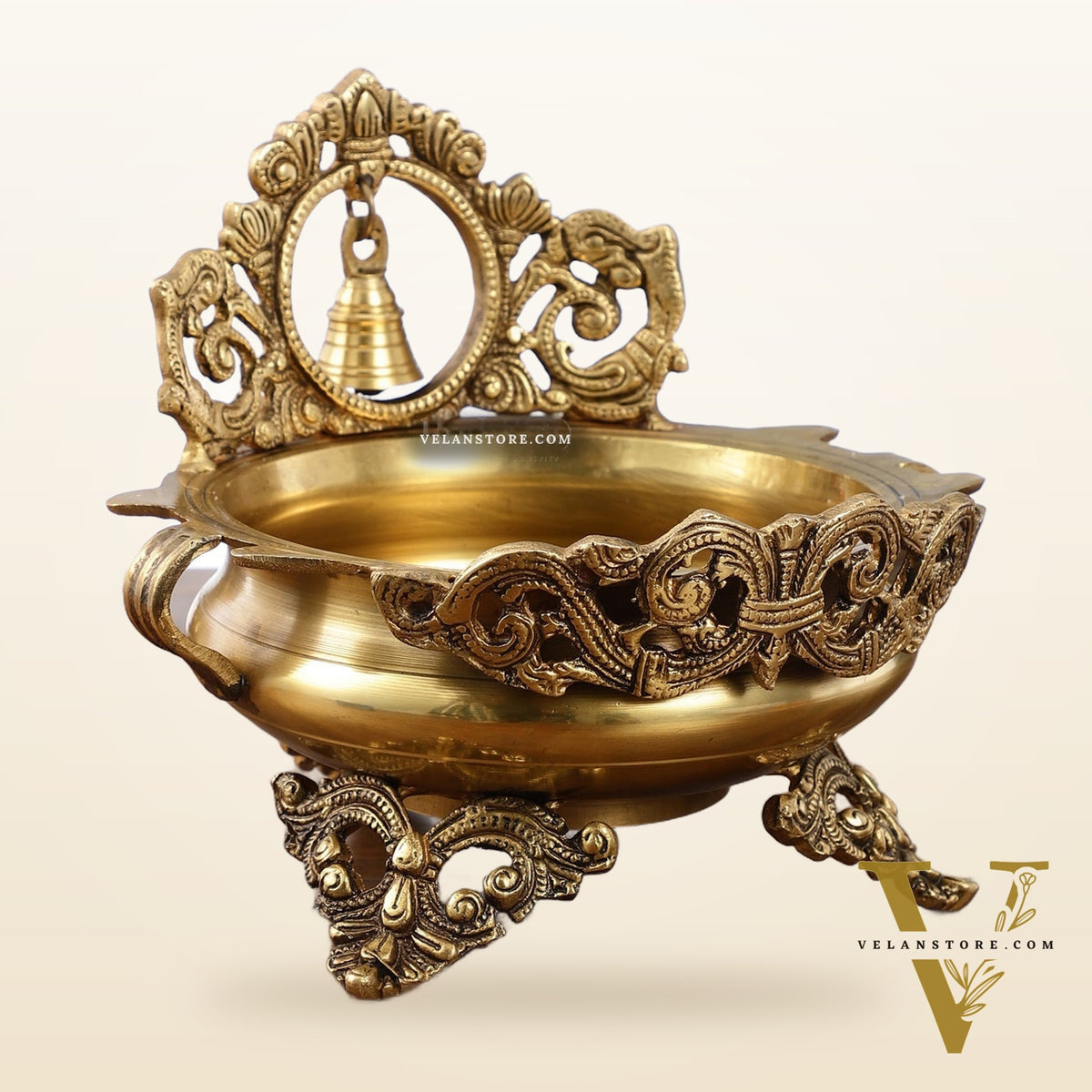 Brass Urli with bell 9.5 inch