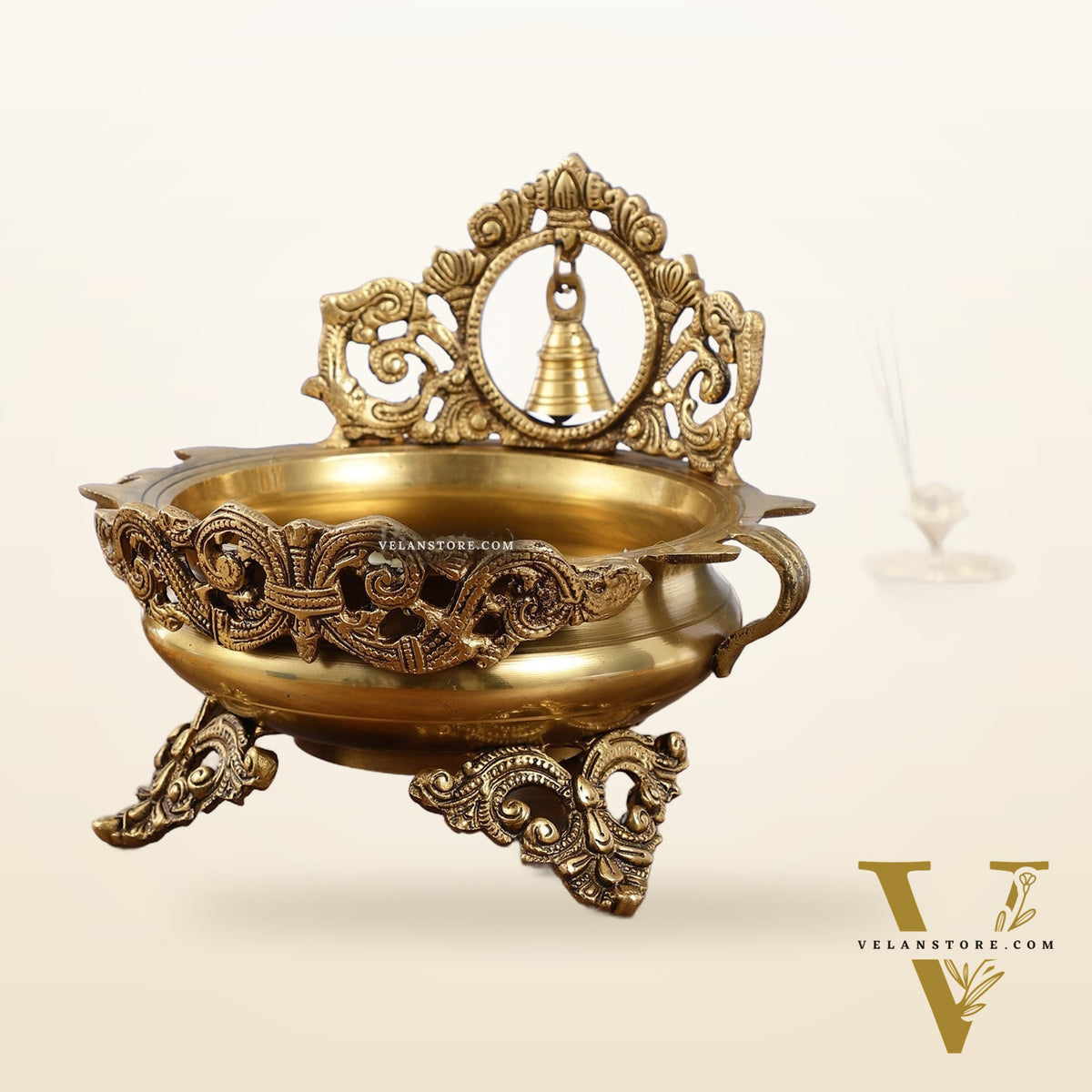 Brass Urli with bell 9.5 inch