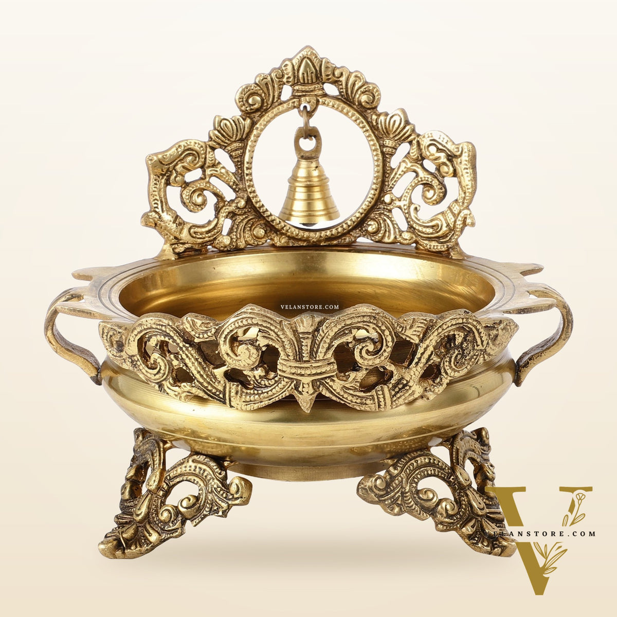 Brass Urli with bell 9.5 inch