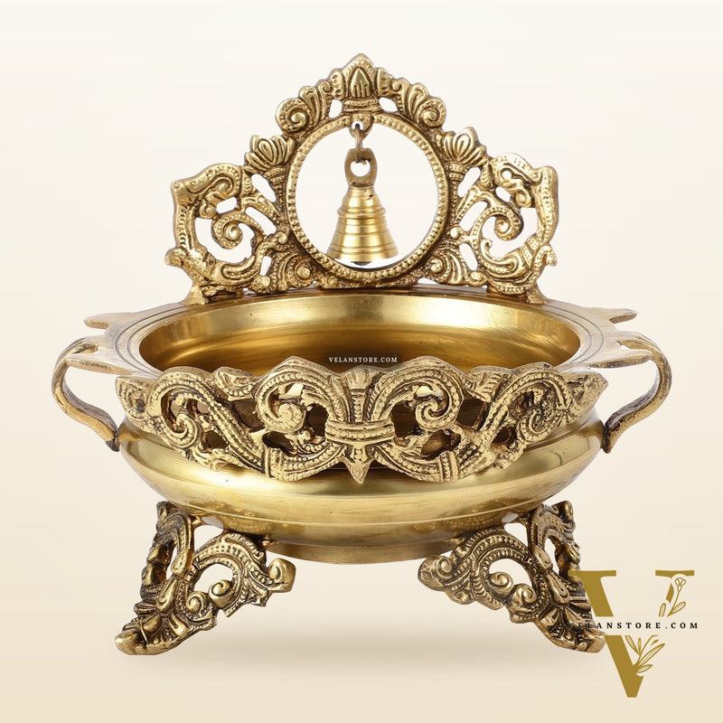 Brass Urli with bell 9.5 inch