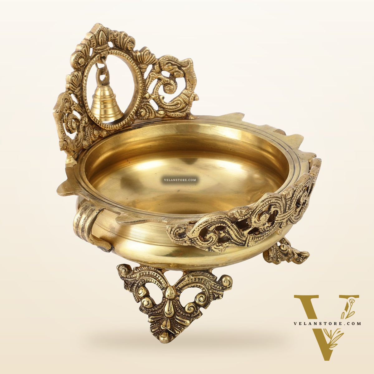 Brass Urli with bell 9.5 inch