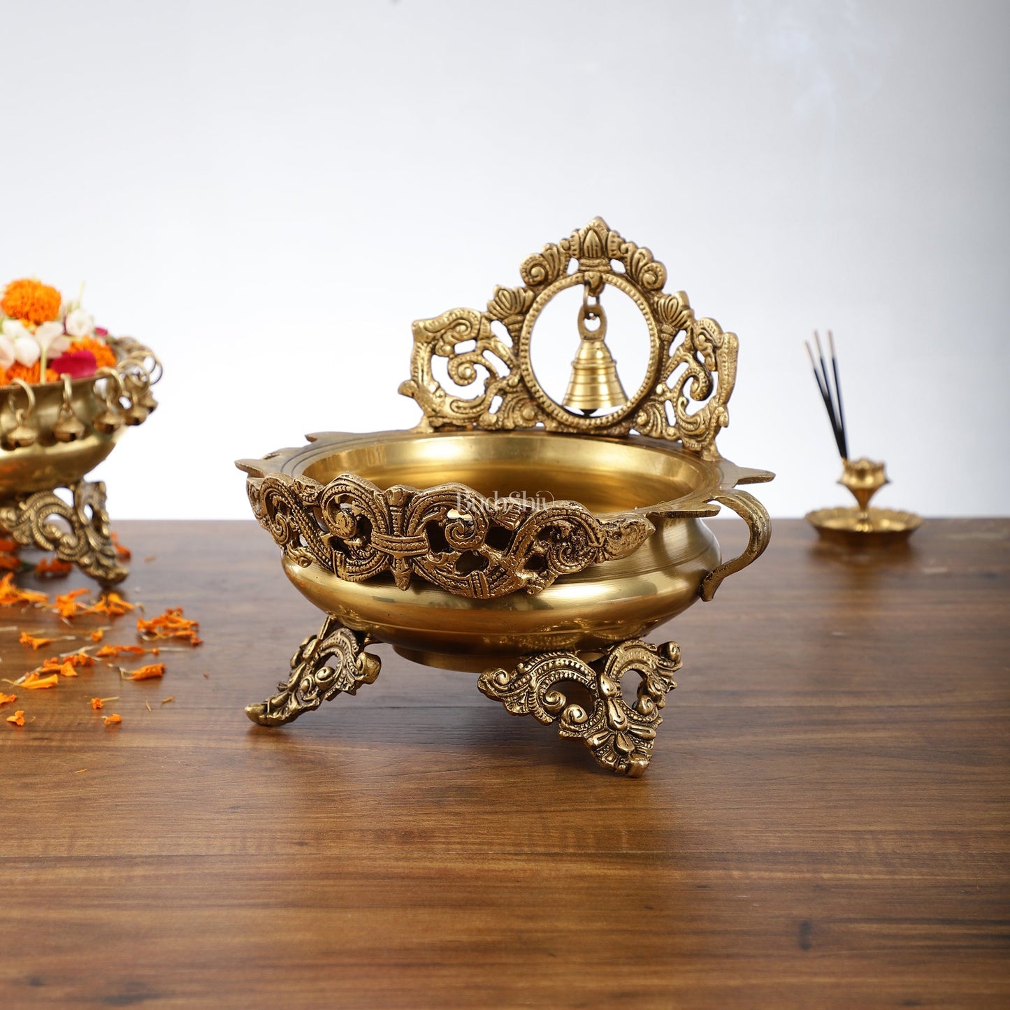 Brass Urli with bell 9.5 inch