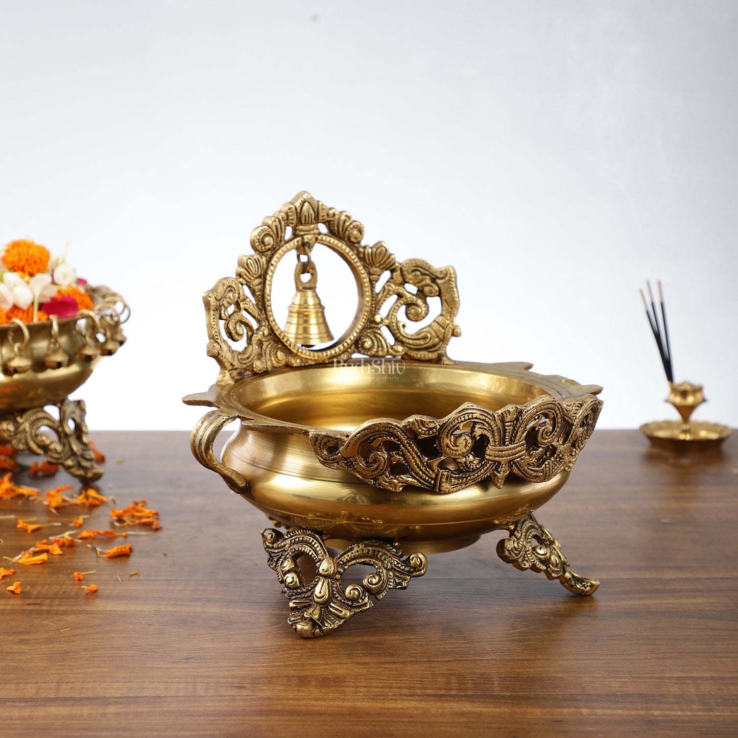 Brass Urli with bell 9.5 inch