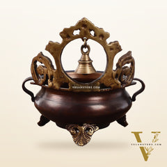 Brass urli with engraved design and bell