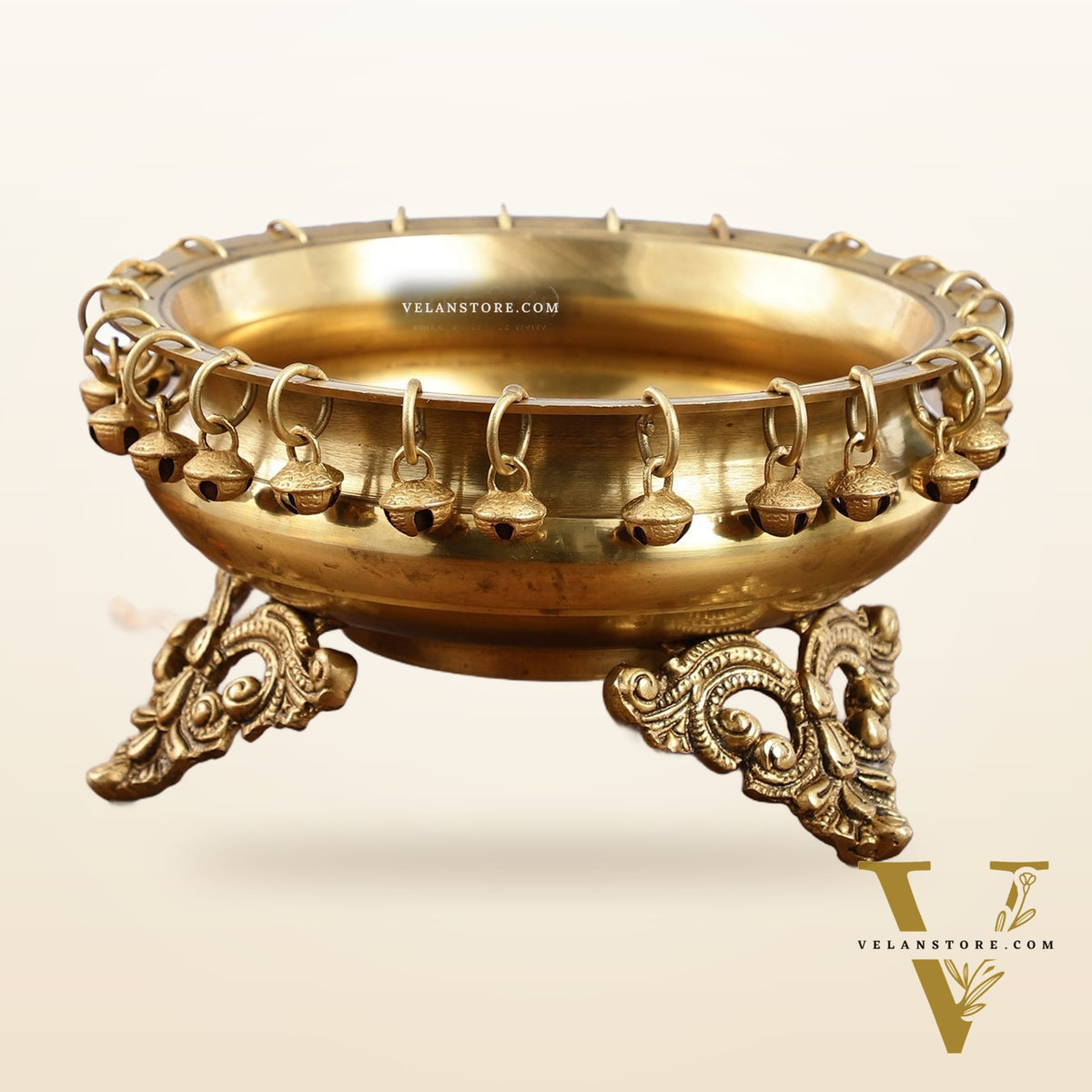 Brass Urli with Stand - 7.5x7.5x5 Inch