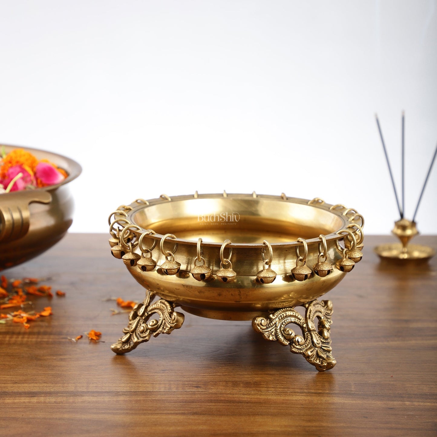 Brass Urli with Stand - 7.5x7.5x5 Inch