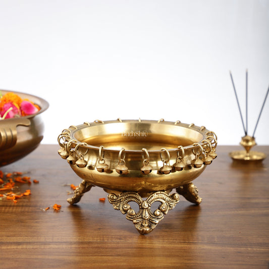 Brass Urli with Stand - 7.5x7.5x5 Inch