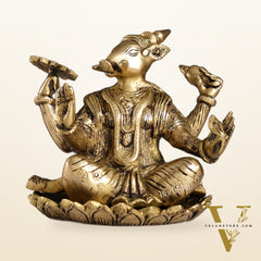 Brass Varaha seated on lotus 6"