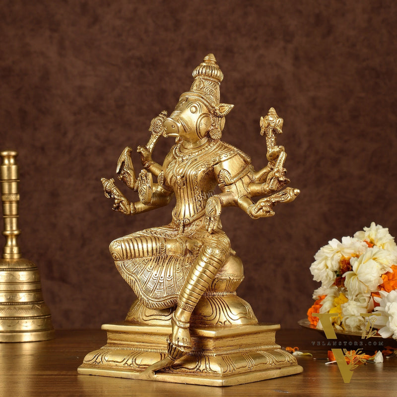 Brass Varahi Amman Idol | Height: 9.5 inch