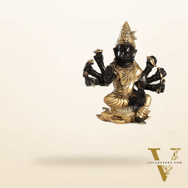 Brass Varahi amman statue 6" black