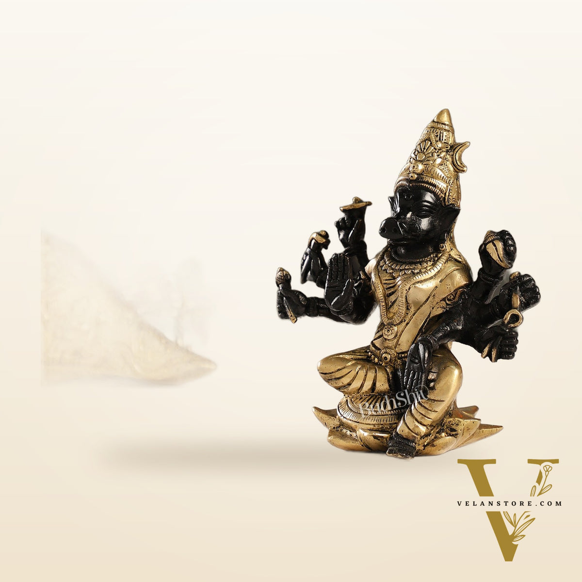 Brass Varahi amman statue 6" black
