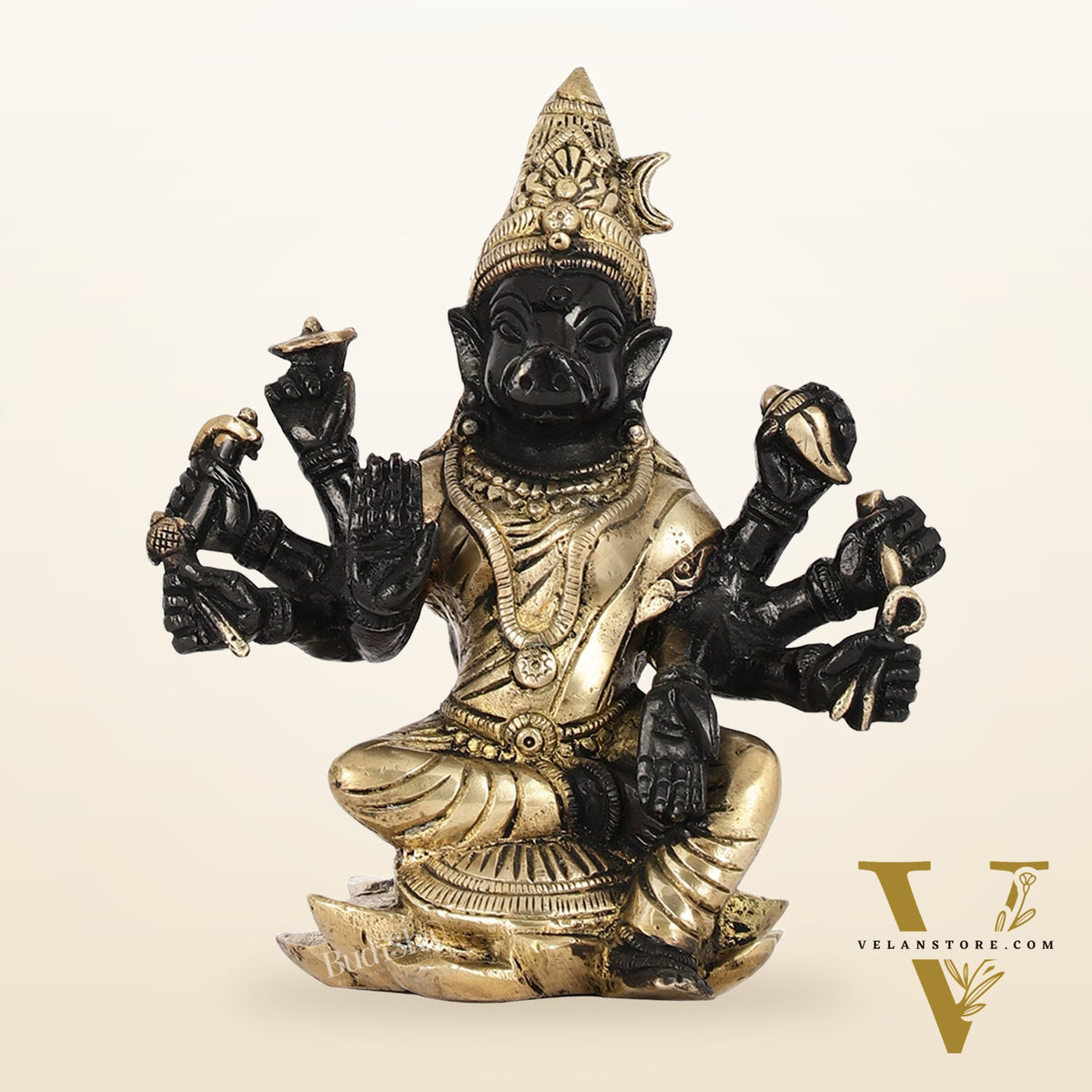 Brass Varahi amman statue 6" black