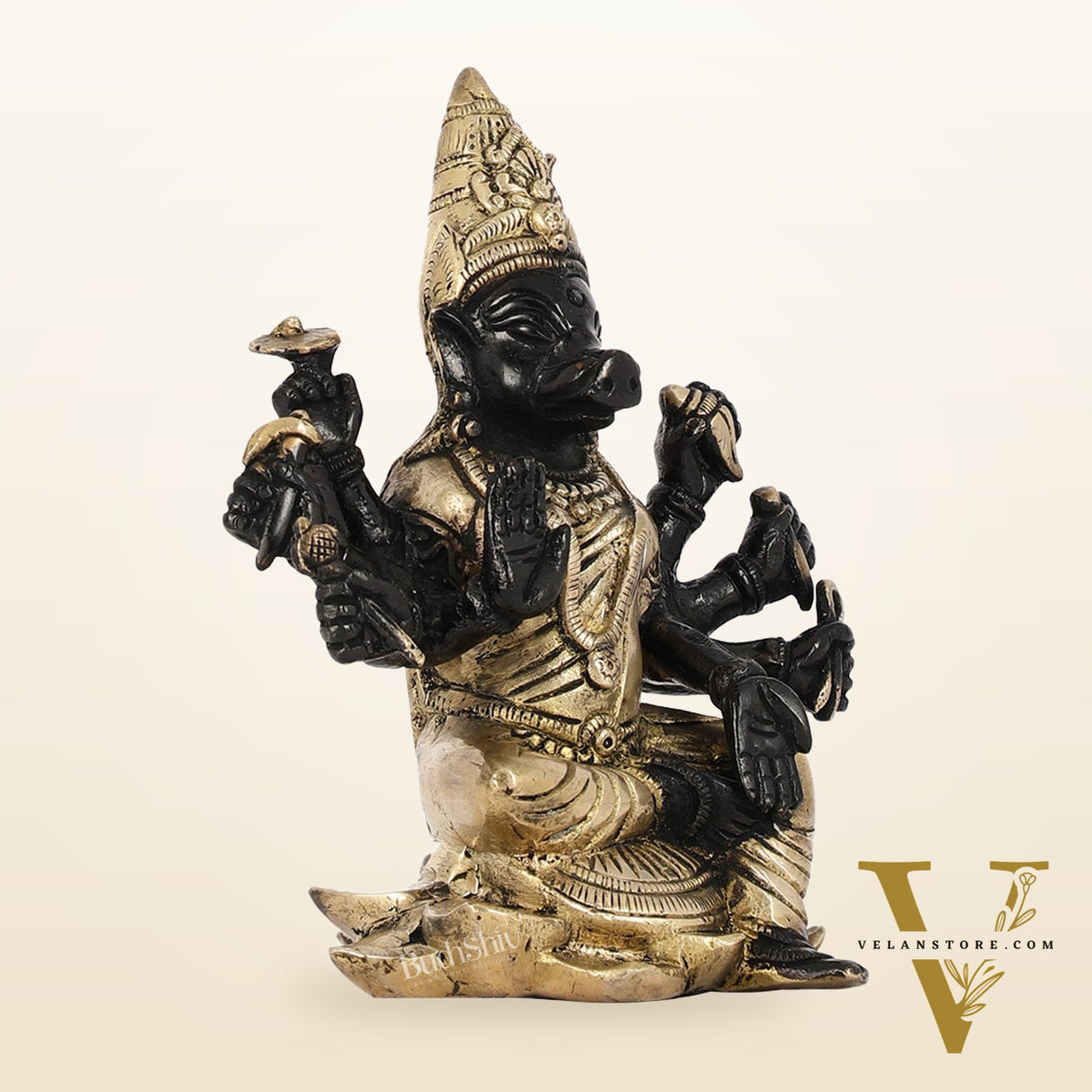 Brass Varahi amman statue 6" black