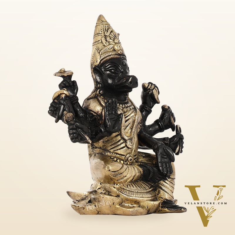 Brass Varahi amman statue 6" black
