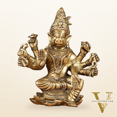 Brass Varahi amman statue 6" matte gold