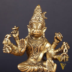 Brass Varahi amman statue 6" matte gold