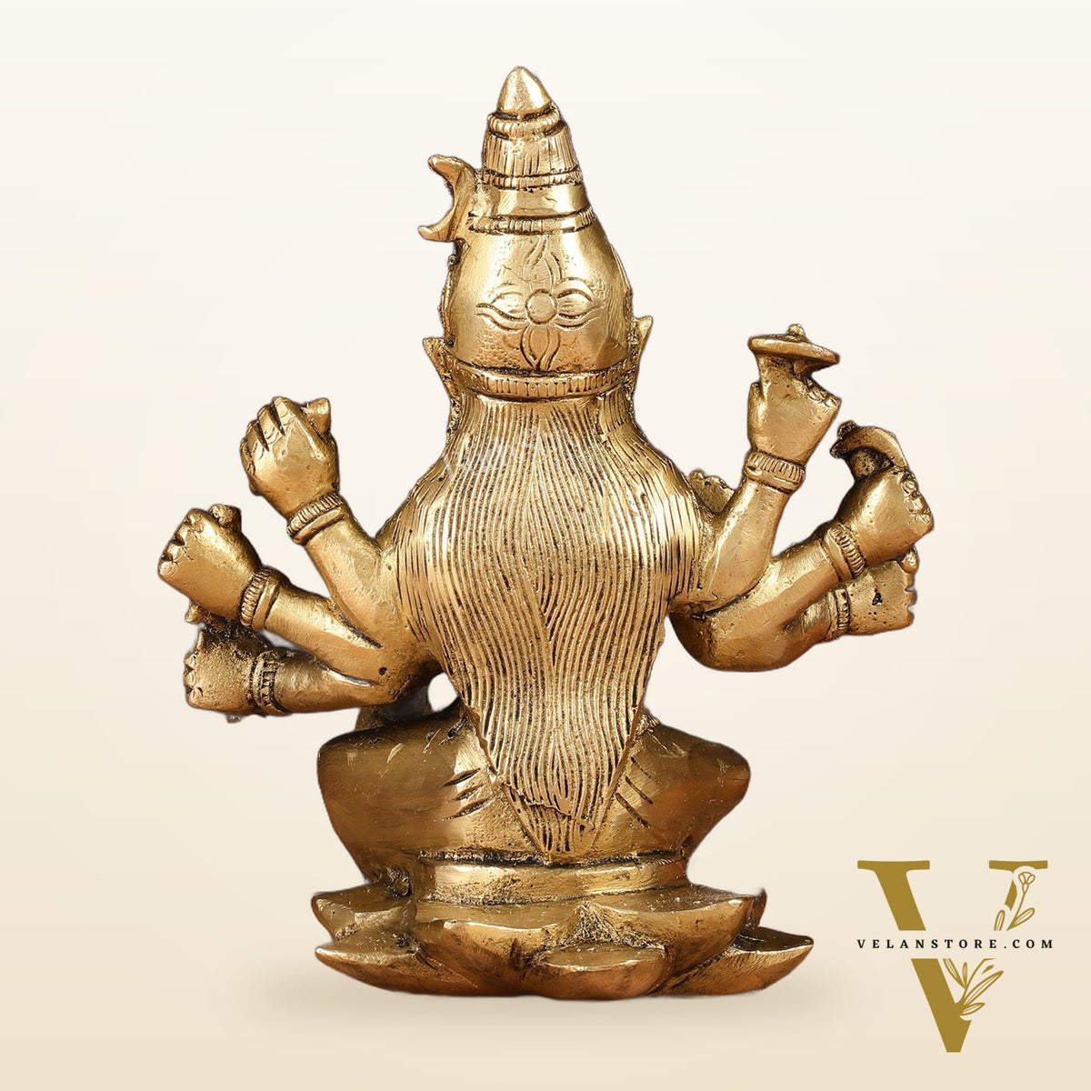 Brass Varahi amman statue 6" matte gold