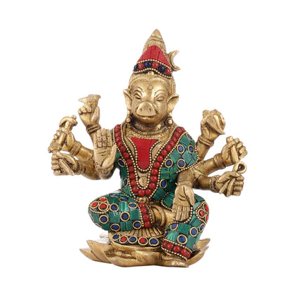 Brass Varahi amman statue 6" stonework