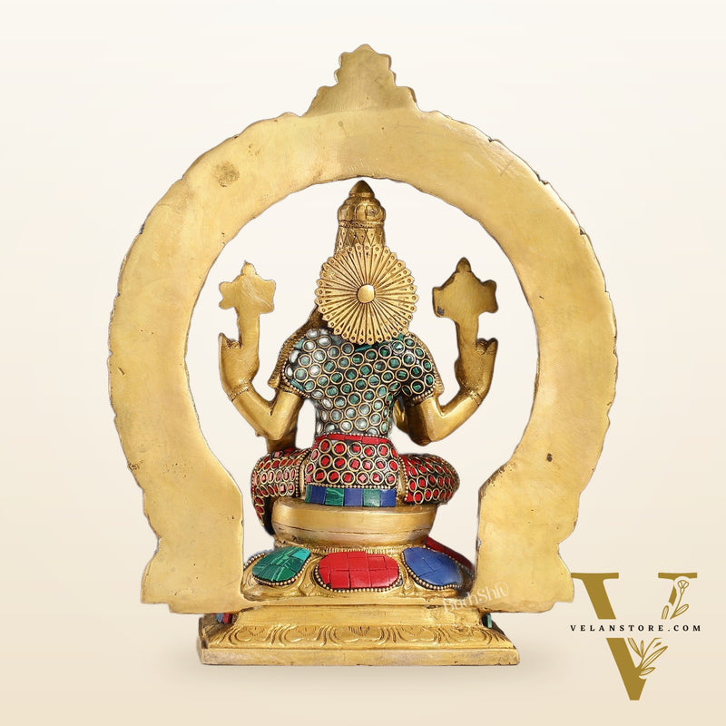 Brass Varahi Amman Statue with Stonework 11 inch