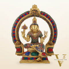 Brass Varahi Amman Statue with Stonework 11 inch