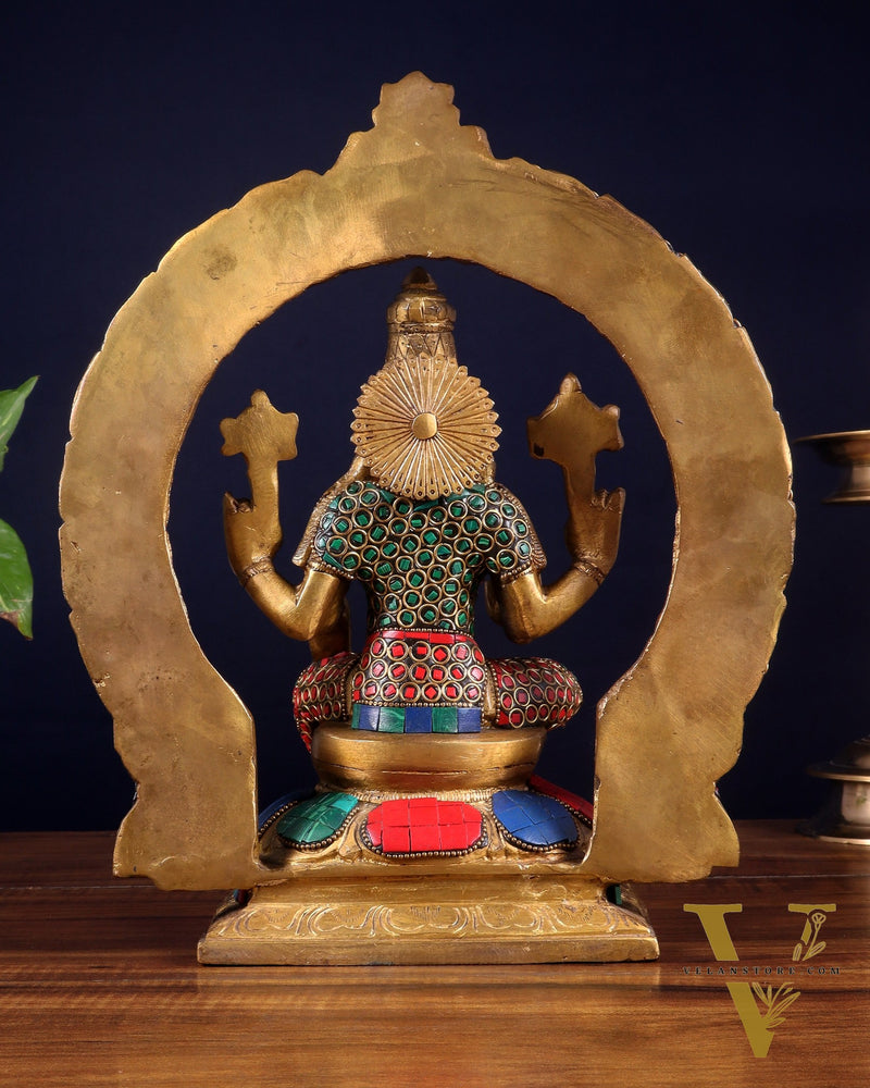 Brass Varahi Amman Statue with Stonework 11 inch
