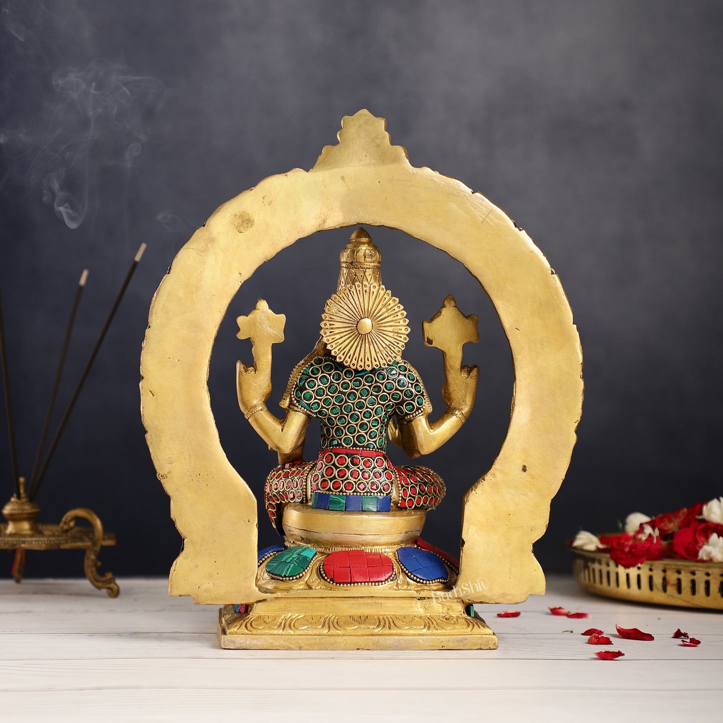 Brass Varahi Amman Statue with Stonework 11 inch