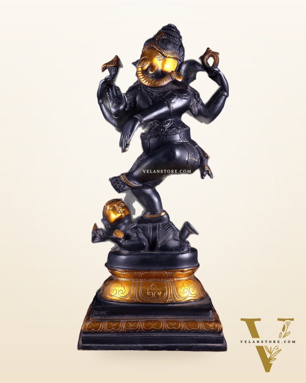 Brass vintage Dancing Ganesha Statue - 20-Inch