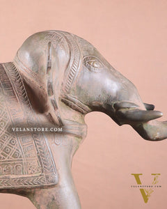 Brass Vintage Elephant Statue on Wheels – 10" x 13.5" x 6" | Antique Sand-Finish Showpiece